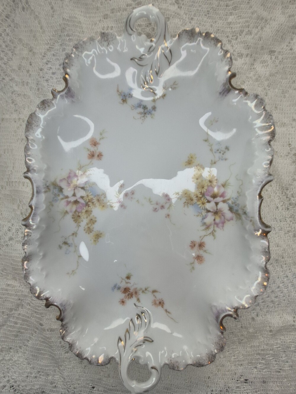 Antique Rosenthal Monbijou R.C. Hand Painted Floral Porcelain Tray Germany 1891